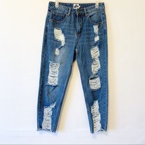The Rockn Rev Distressed Mid Rise Crop Jean